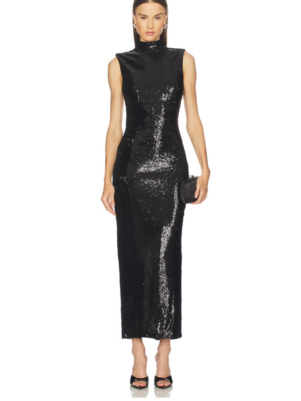 REVOLVE Black Sequin Backless High-Neck Evening Gown
